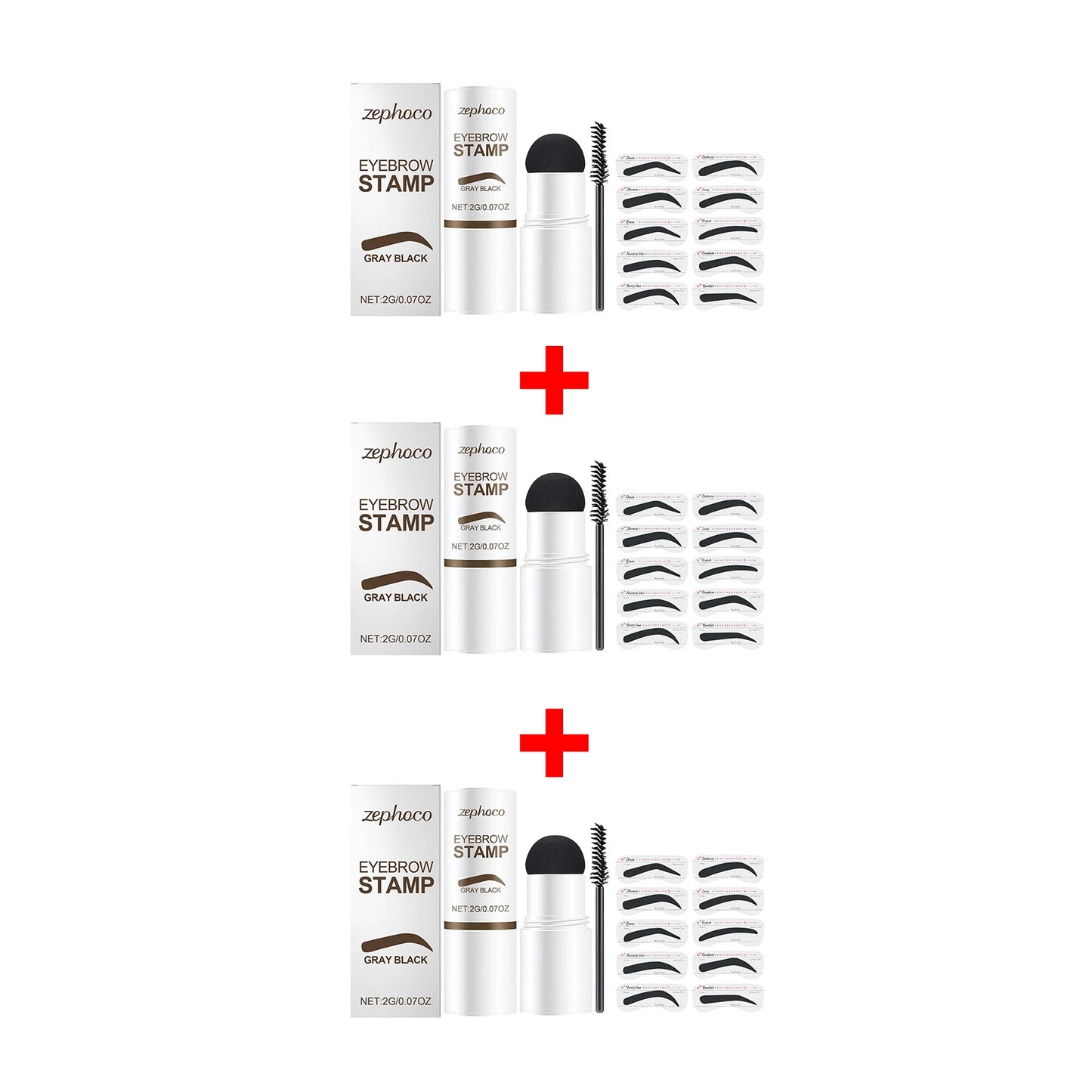 Gray Black Eyebrow Stamp Waterproof Long Lasting Eyebrow Powder Stamp Shaping Kit Eyebrow Card Natural Look Makeup