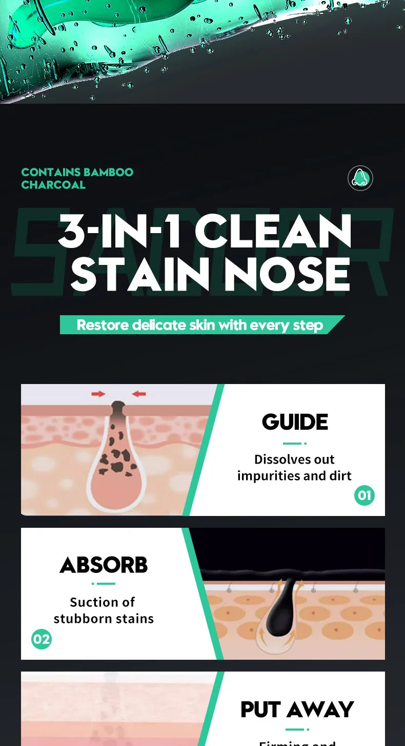 Bamboo Charcoal Clean Nose Patches Face Cleansing Quickly Remove Blackheads Comedones Shrink Pore Skin Care Mask Patch Anti Acne