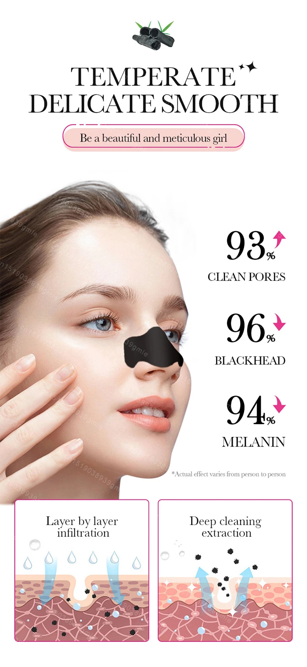 Bamboo Charcoal Clean Nose Patches Face Cleansing Quickly Remove Blackheads Comedones Shrink Pore Skin Care Mask Patch Anti Acne