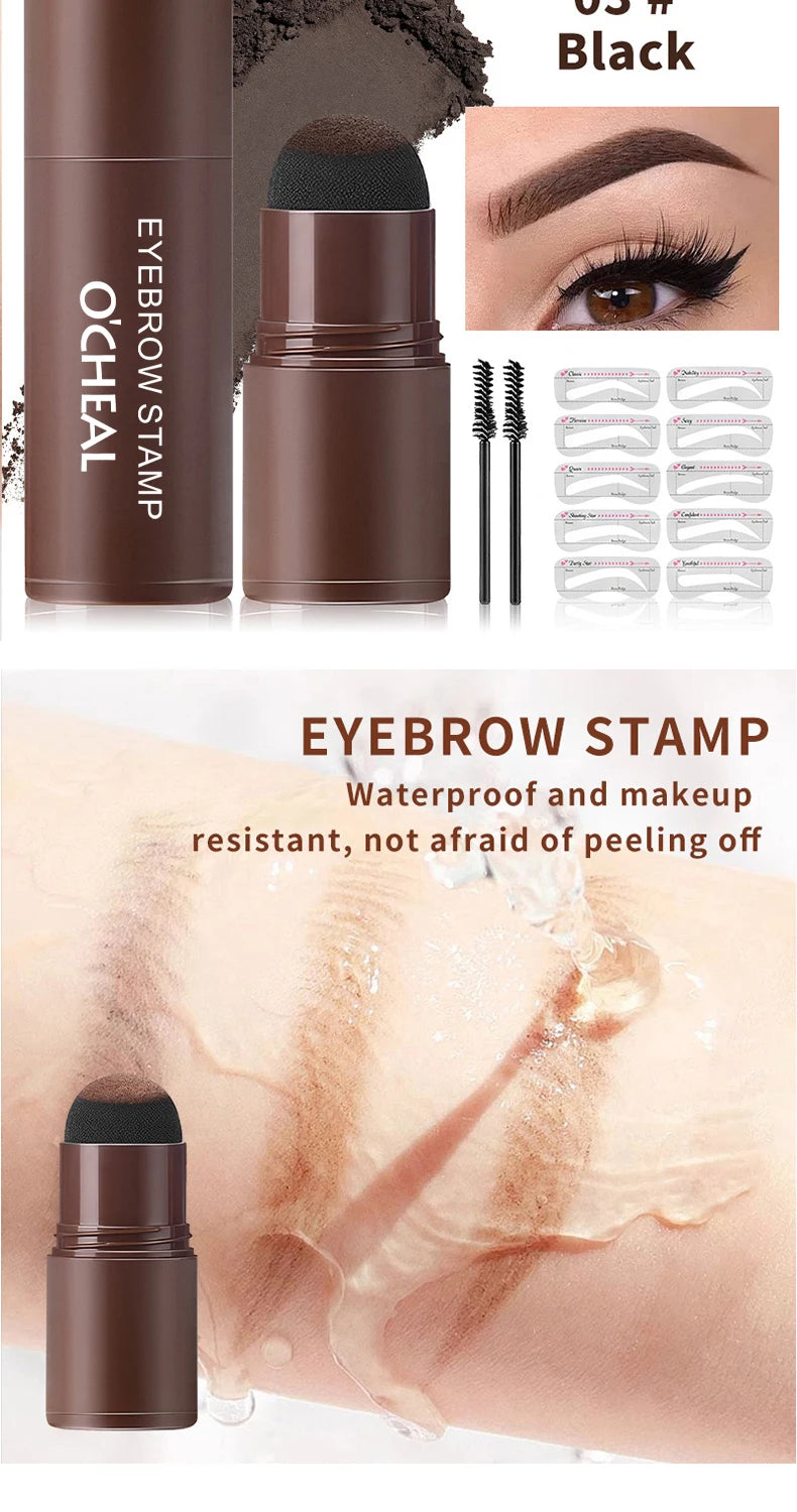 O'CHEAL One Step Eyebrow Stamp Shaping Kit Set Hair Cover Up Powder Contouring Stick Hairline Shadow Powder Brow Shape 10 Pcs