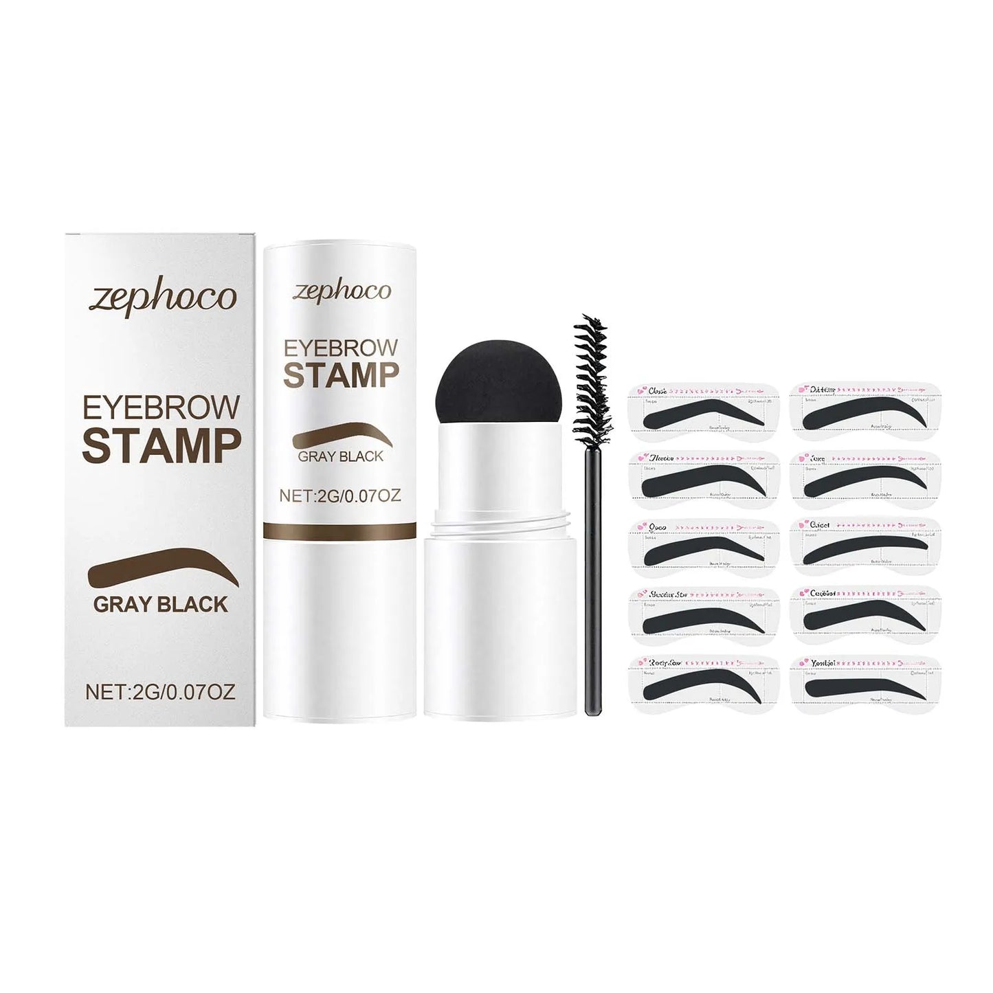 Gray Black Eyebrow Stamp Waterproof Long Lasting Eyebrow Powder Stamp Shaping Kit Eyebrow Card Natural Look Makeup