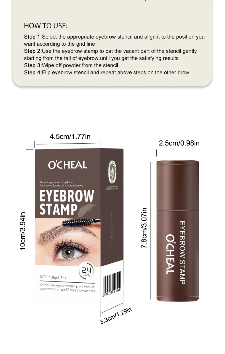 O'CHEAL One Step Eyebrow Stamp Shaping Kit Set Hair Cover Up Powder Contouring Stick Hairline Shadow Powder Brow Shape 10 Pcs