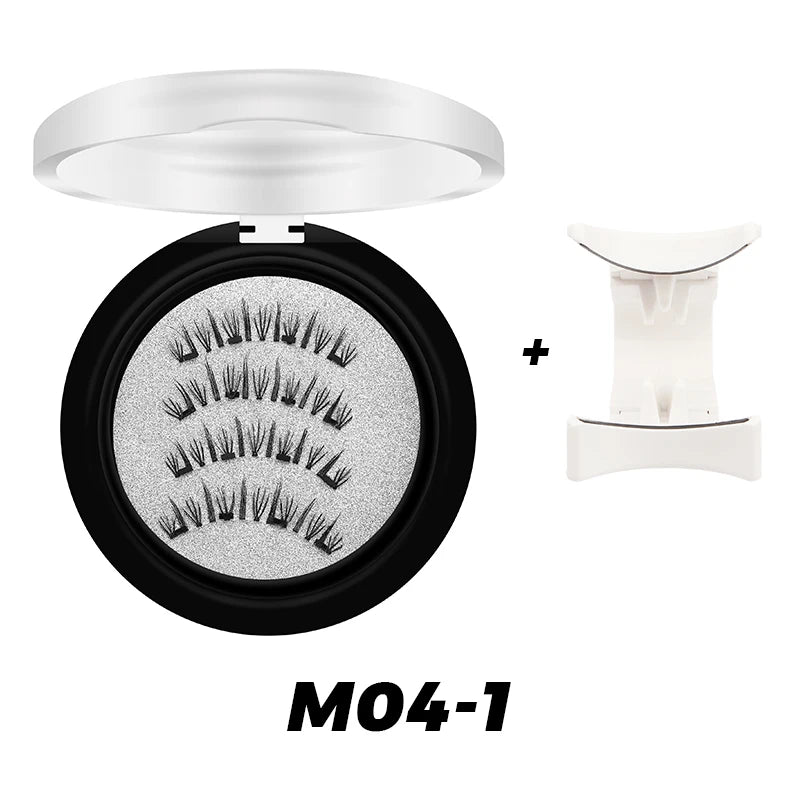 DINGSEN Magnetic Eyelashes 3D Natural False Eyelashes Reusable 4pcs Magnet Clip Set Lashes Extension makeup Tweezers Lash Set