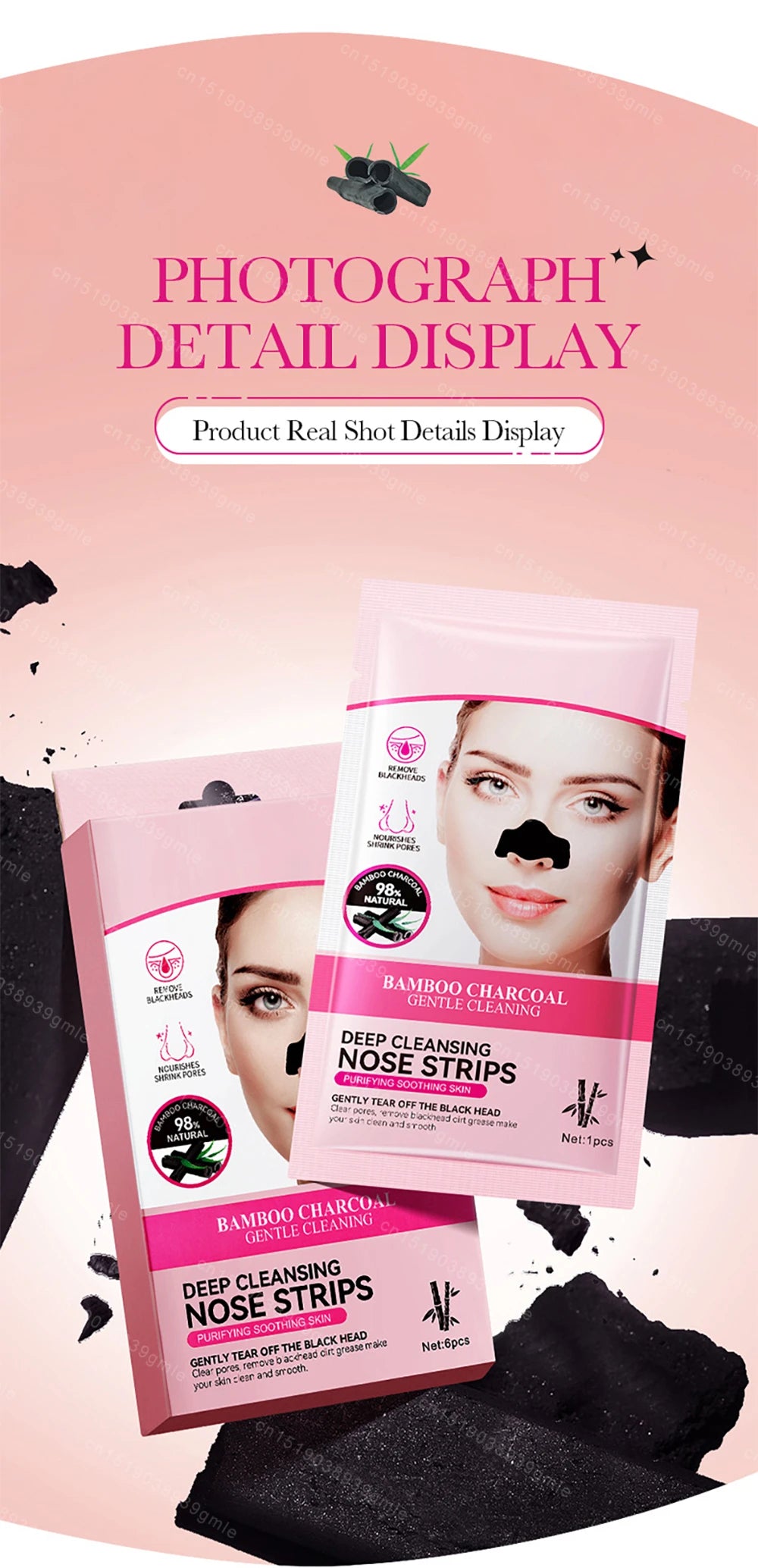 Bamboo Charcoal Clean Nose Patches Face Cleansing Quickly Remove Blackheads Comedones Shrink Pore Skin Care Mask Patch Anti Acne