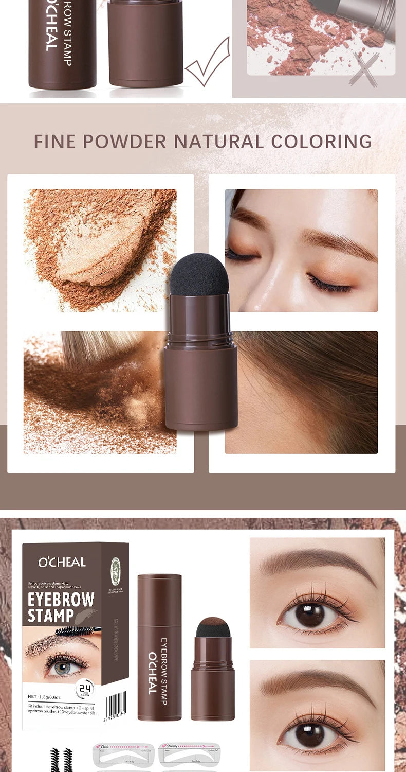 O'CHEAL One Step Eyebrow Stamp Shaping Kit Set Hair Cover Up Powder Contouring Stick Hairline Shadow Powder Brow Shape 10 Pcs
