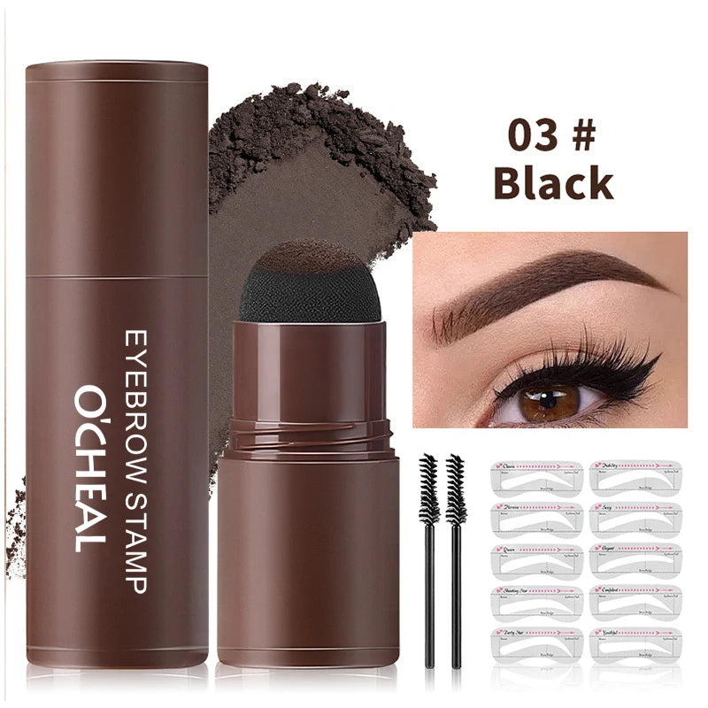 O'CHEAL One Step Eyebrow Stamp Shaping Kit Set Hair Cover Up Powder Contouring Stick Hairline Shadow Powder Brow Shape 10 Pcs