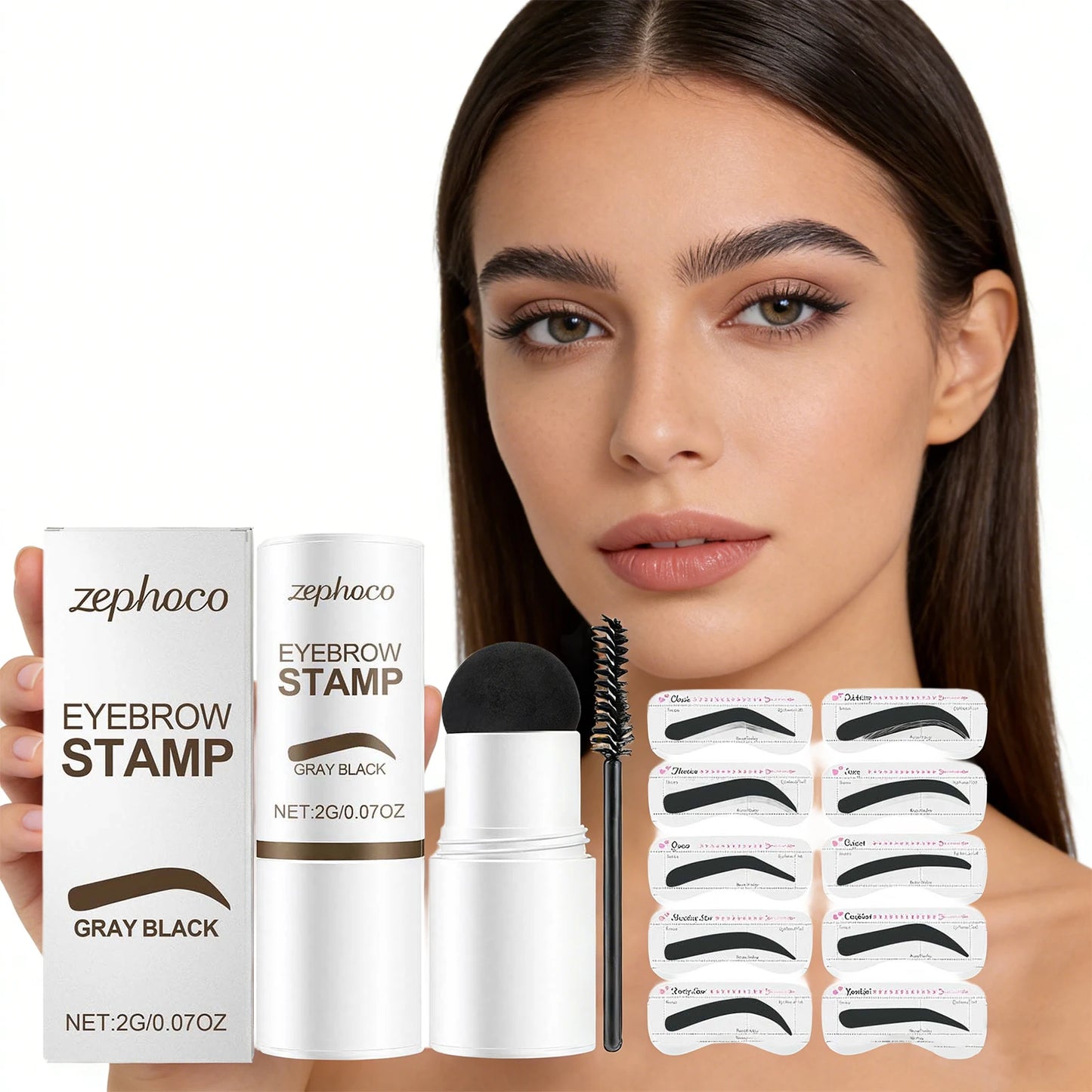 Gray Black Eyebrow Stamp Waterproof Long Lasting Eyebrow Powder Stamp Shaping Kit Eyebrow Card Natural Look Makeup
