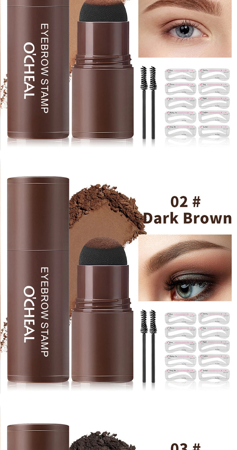 O'CHEAL One Step Eyebrow Stamp Shaping Kit Set Hair Cover Up Powder Contouring Stick Hairline Shadow Powder Brow Shape 10 Pcs