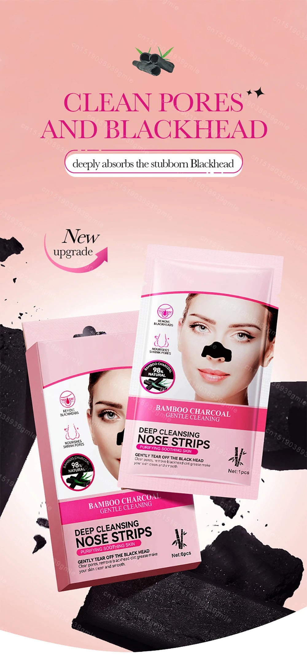 Bamboo Charcoal Clean Nose Patches Face Cleansing Quickly Remove Blackheads Comedones Shrink Pore Skin Care Mask Patch Anti Acne