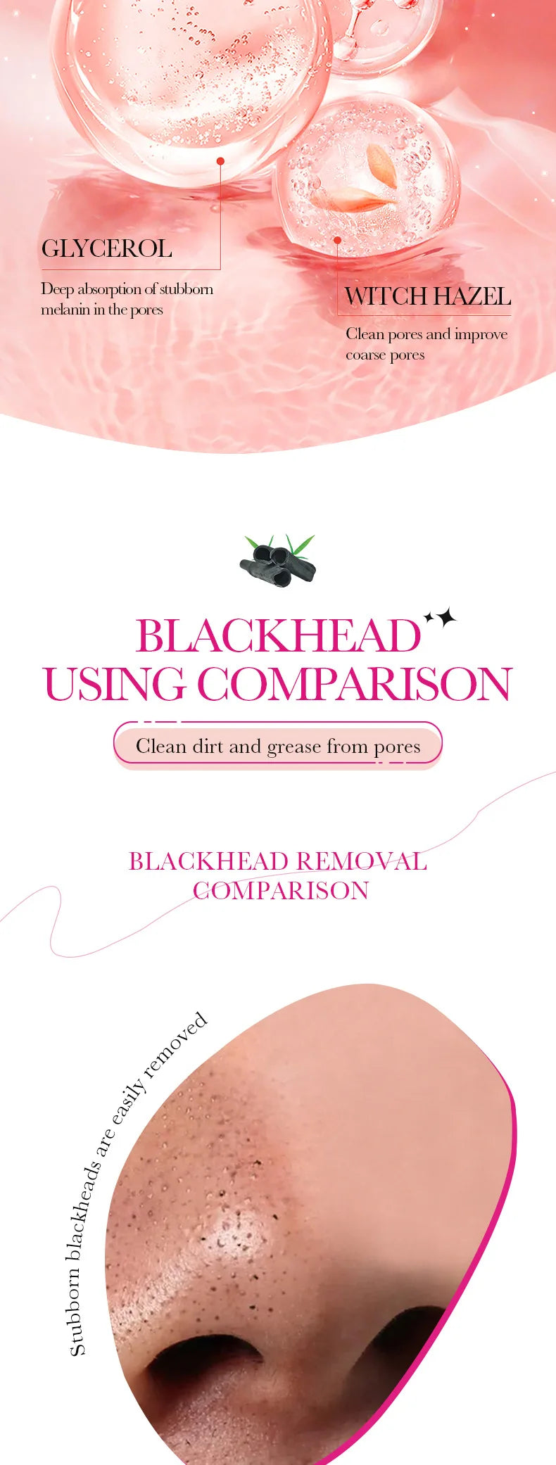 Bamboo Charcoal Clean Nose Patches Face Cleansing Quickly Remove Blackheads Comedones Shrink Pore Skin Care Mask Patch Anti Acne