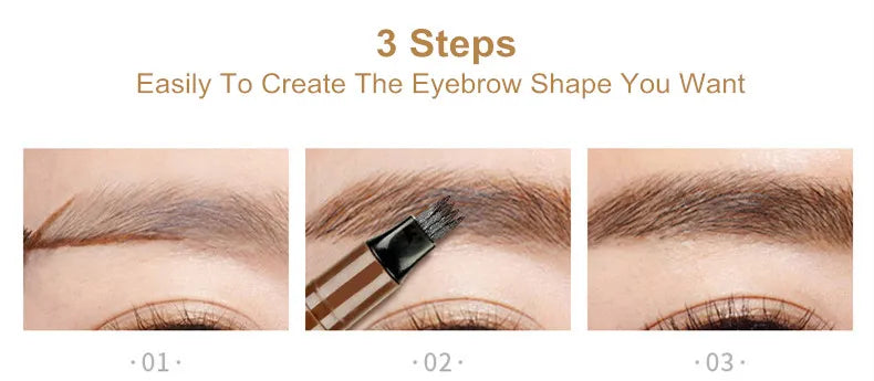 2 Pack 4 Point Eyebrow Pen 4 Prong Tip Eyebrow Pen 4 Fork Eyebrow Pencil Waterproof Liquid Eyebrow Pencil Long Lasting Like Real
