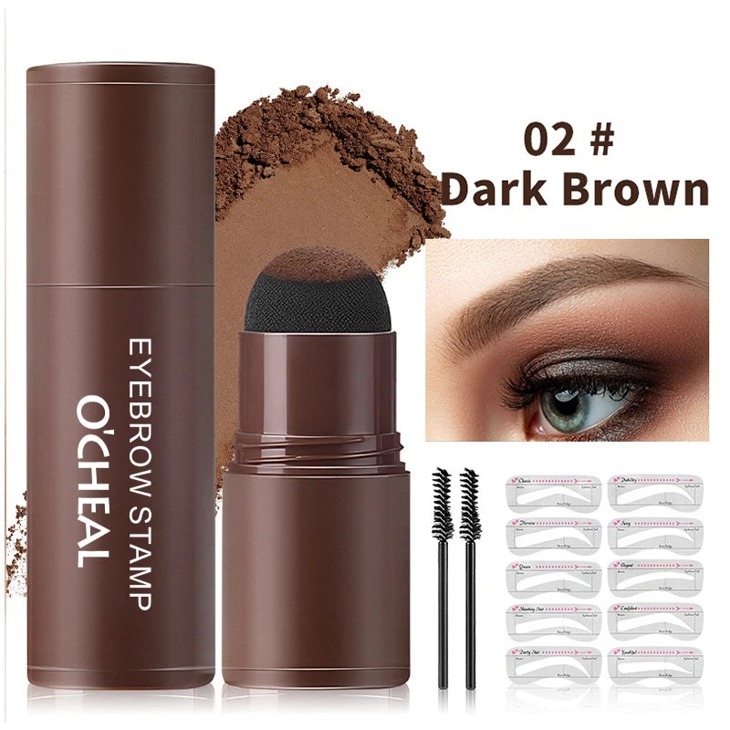 O'CHEAL One Step Eyebrow Stamp Shaping Kit Set Hair Cover Up Powder Contouring Stick Hairline Shadow Powder Brow Shape 10 Pcs