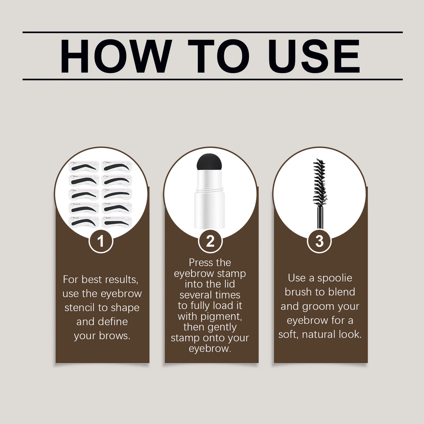 Gray Black Eyebrow Stamp Waterproof Long Lasting Eyebrow Powder Stamp Shaping Kit Eyebrow Card Natural Look Makeup