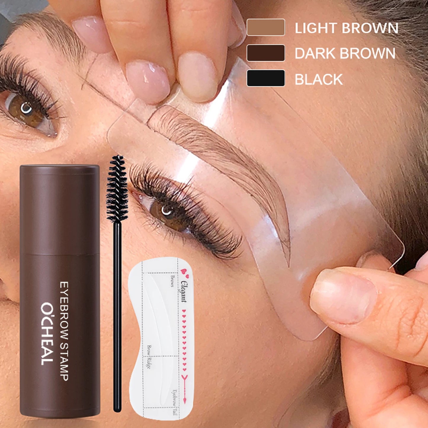 O'CHEAL One Step Eyebrow Stamp Shaping Kit Set Hair Cover Up Powder Contouring Stick Hairline Shadow Powder Brow Shape 10 Pcs