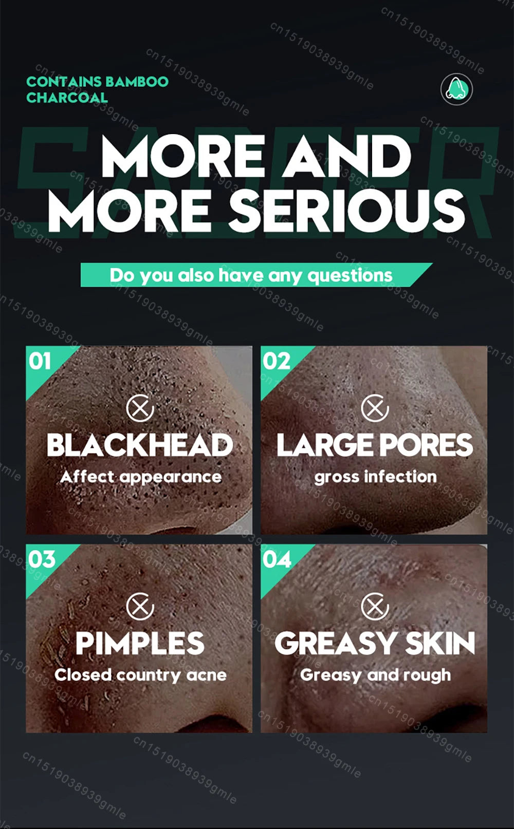 Bamboo Charcoal Clean Nose Patches Face Cleansing Quickly Remove Blackheads Comedones Shrink Pore Skin Care Mask Patch Anti Acne