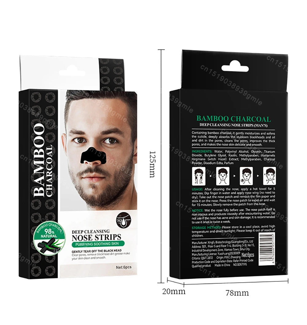 Bamboo Charcoal Clean Nose Patches Face Cleansing Quickly Remove Blackheads Comedones Shrink Pore Skin Care Mask Patch Anti Acne