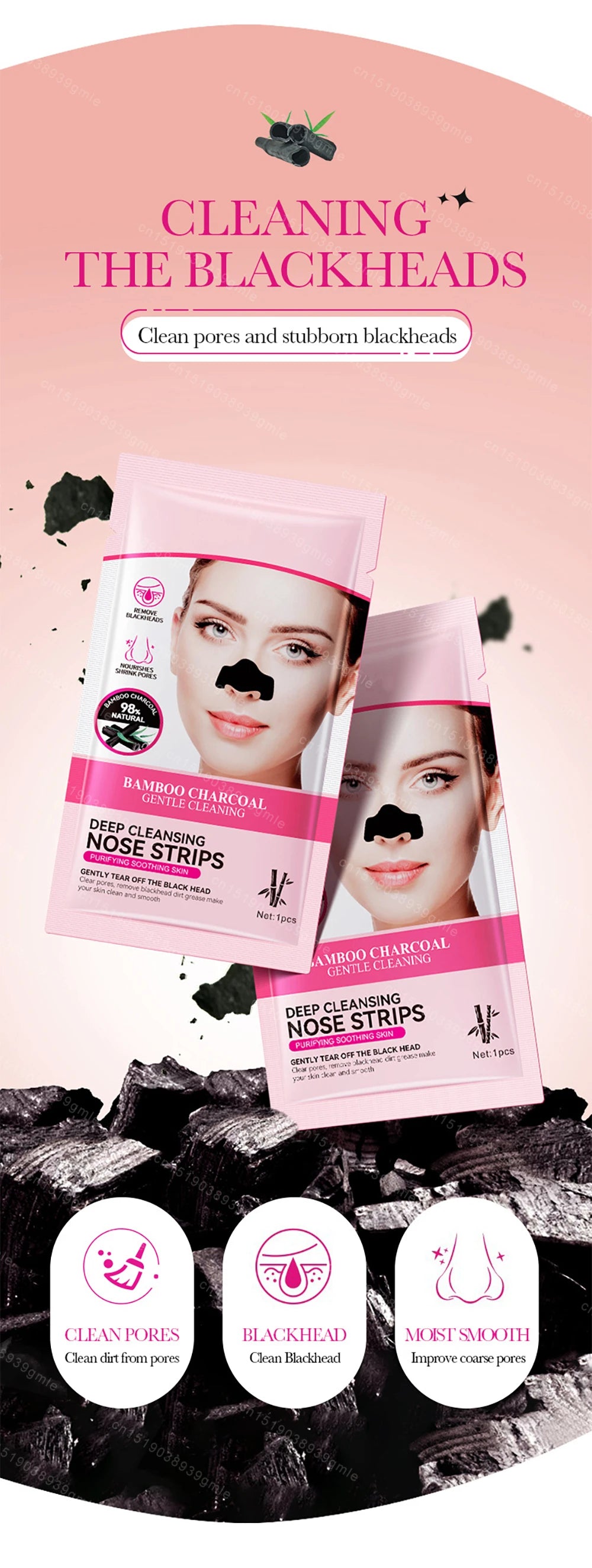 Bamboo Charcoal Clean Nose Patches Face Cleansing Quickly Remove Blackheads Comedones Shrink Pore Skin Care Mask Patch Anti Acne