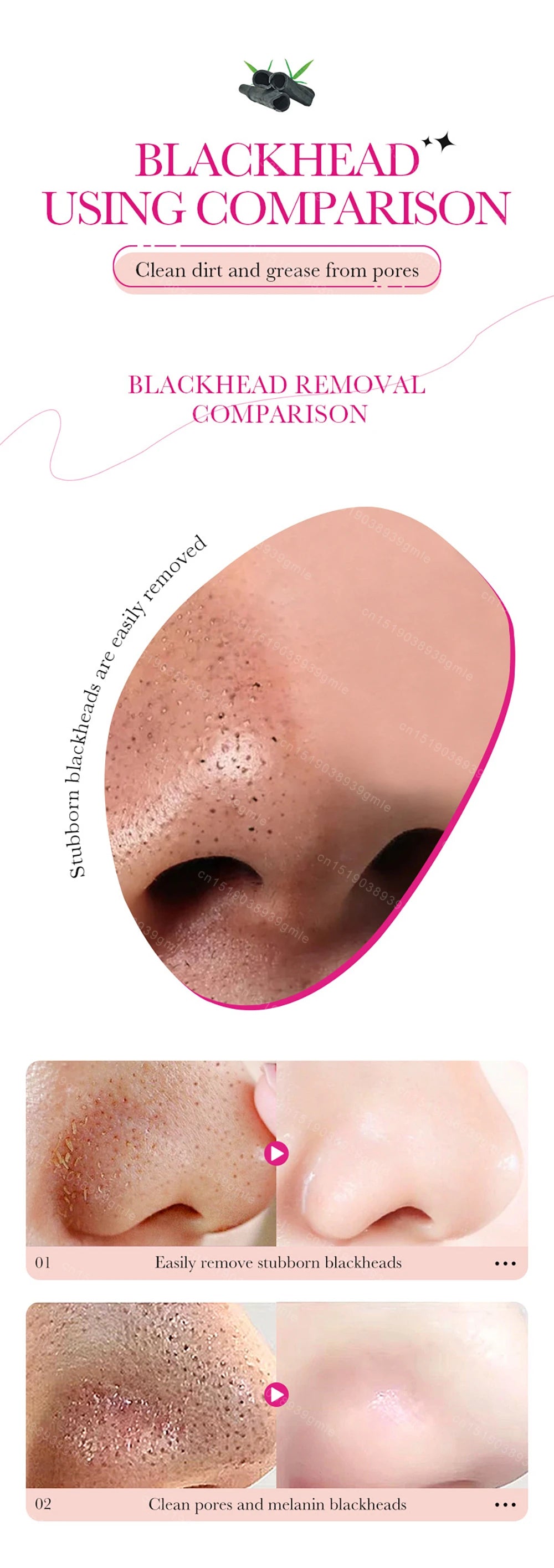 Bamboo Charcoal Clean Nose Patches Face Cleansing Quickly Remove Blackheads Comedones Shrink Pore Skin Care Mask Patch Anti Acne