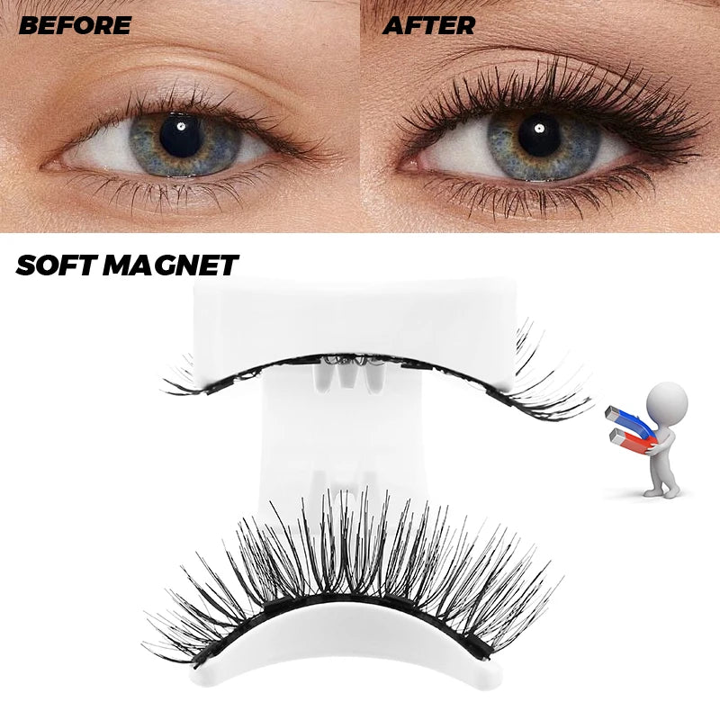 DINGSEN Magnetic Eyelashes 3D Natural False Eyelashes Reusable 4pcs Magnet Clip Set Lashes Extension makeup Tweezers Lash Set