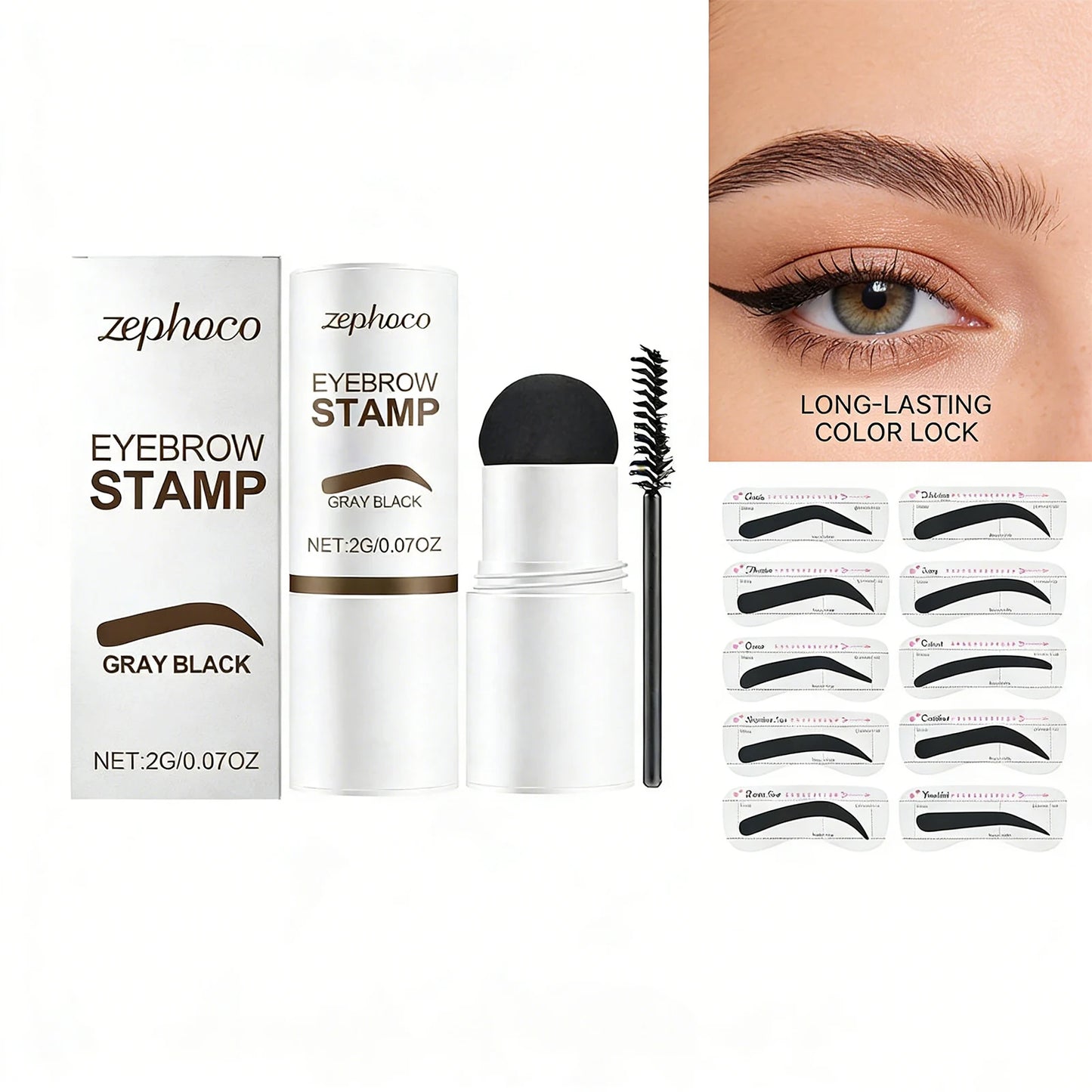 Gray Black Eyebrow Stamp Waterproof Long Lasting Eyebrow Powder Stamp Shaping Kit Eyebrow Card Natural Look Makeup